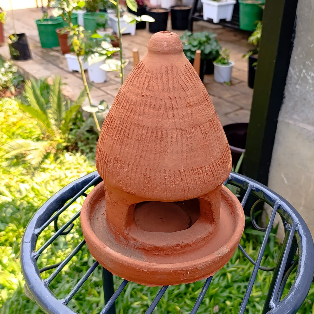 Handcrafted Clay Bird Feeder – Eco-Friendly Wildlife Haven with Dual Food & Water Stations