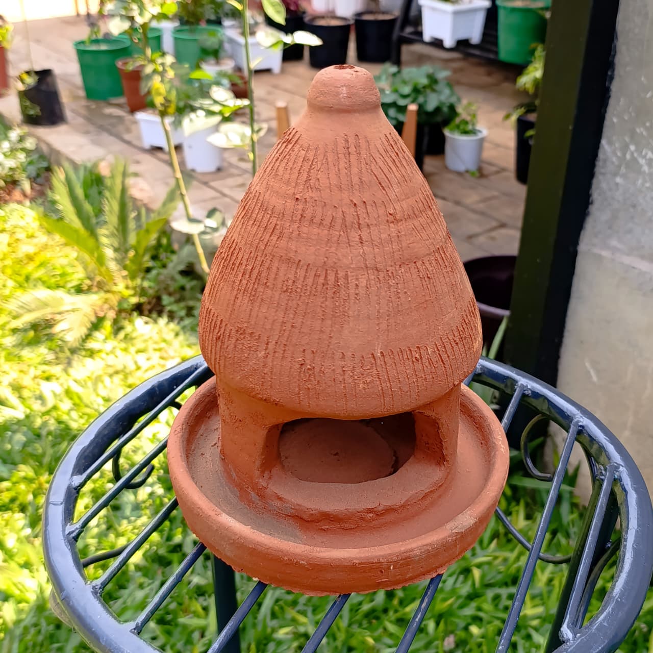 Handcrafted Clay Bird Feeder – Eco-Friendly Wildlife Haven with Dual Food & Water Stations