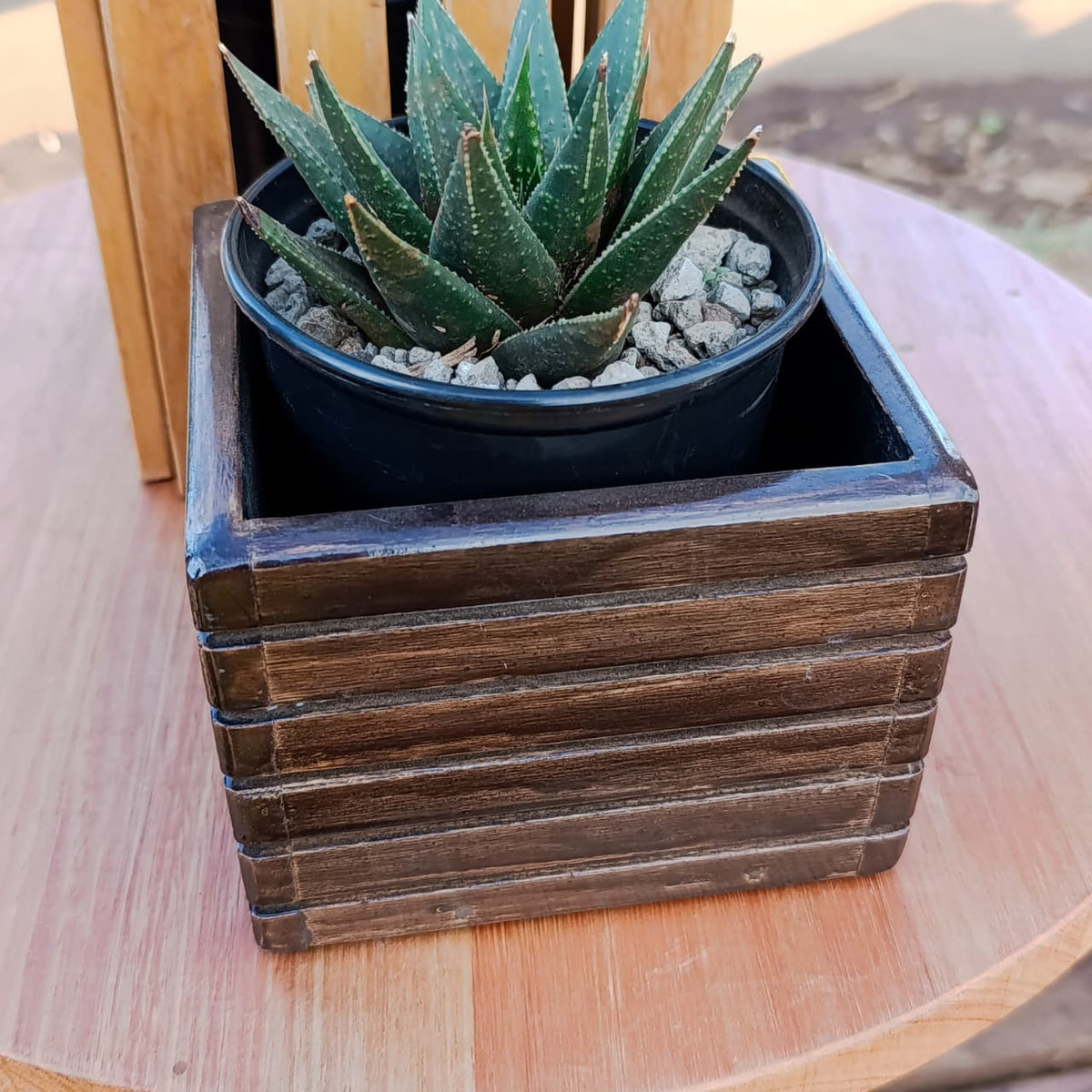 Set of wooden planter boxes