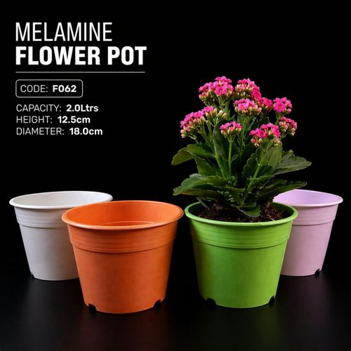 Melamine Flower Pot F062 – 4 colours: White, Orange, Green, Lilac – 2L, 18cm diameter