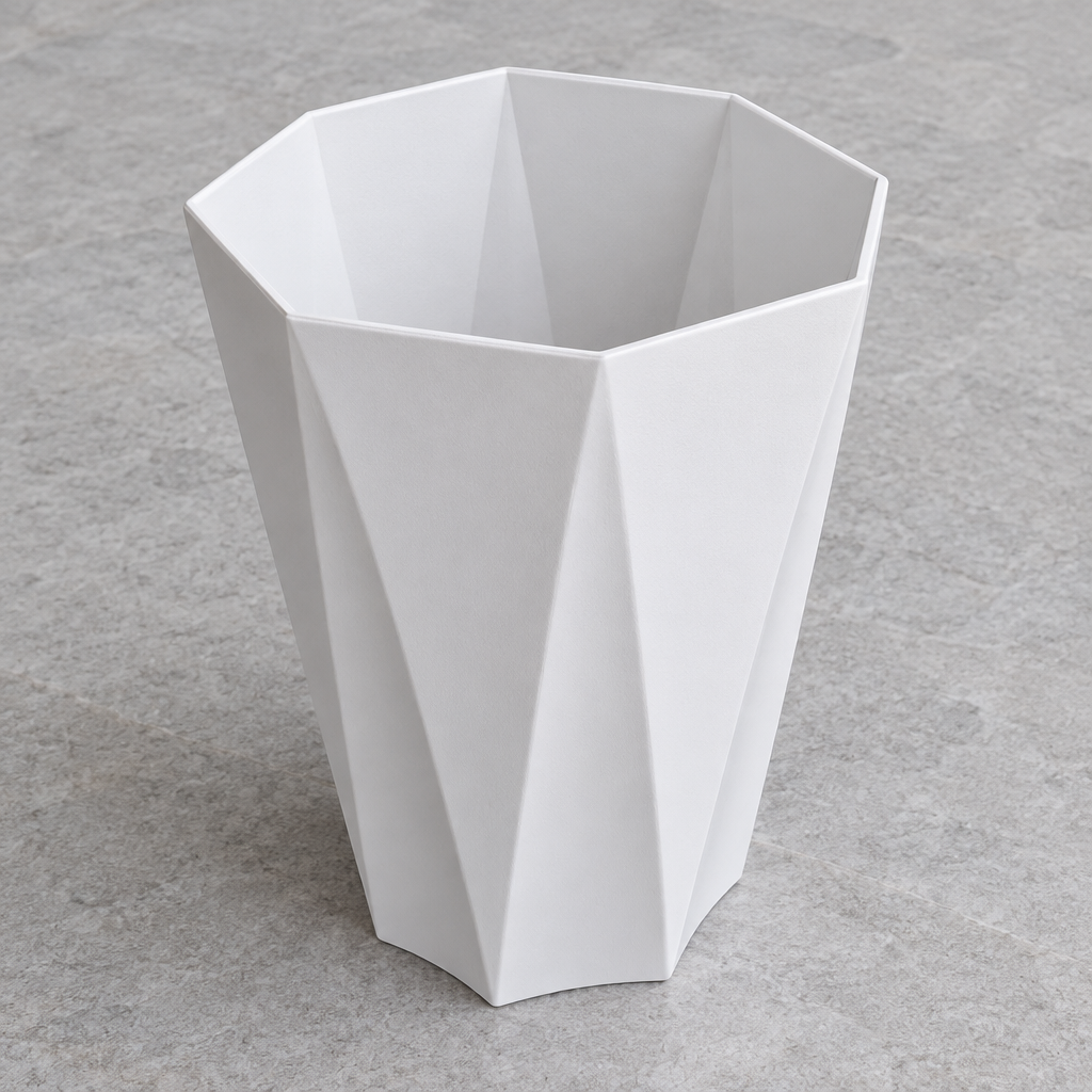 AI-generated square illustration of empty faceted planter from above