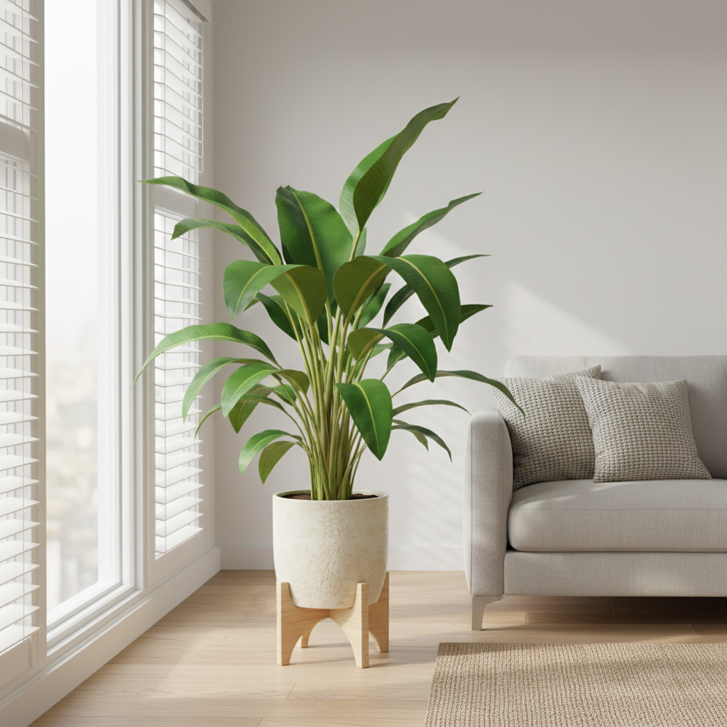 Dracaena Massangeana indoors near bright window – AI generated lifestyle