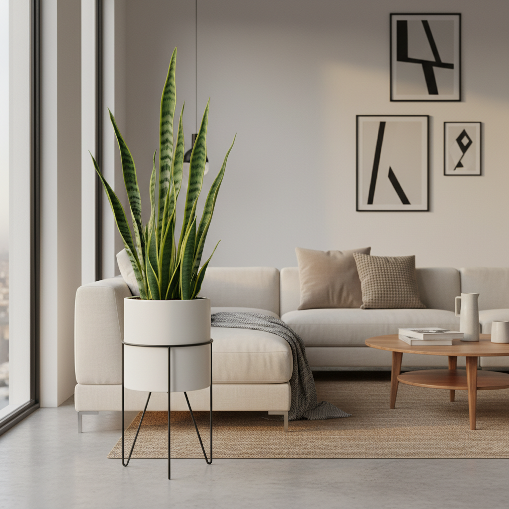 Snake Plant styled in a modern Kenyan living room