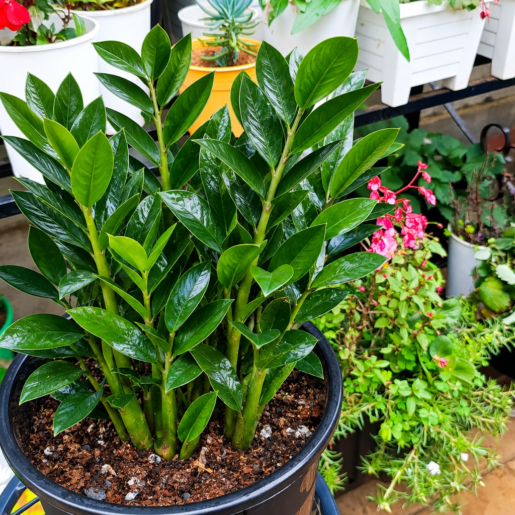 Illustrative: full pot of ZZ plants