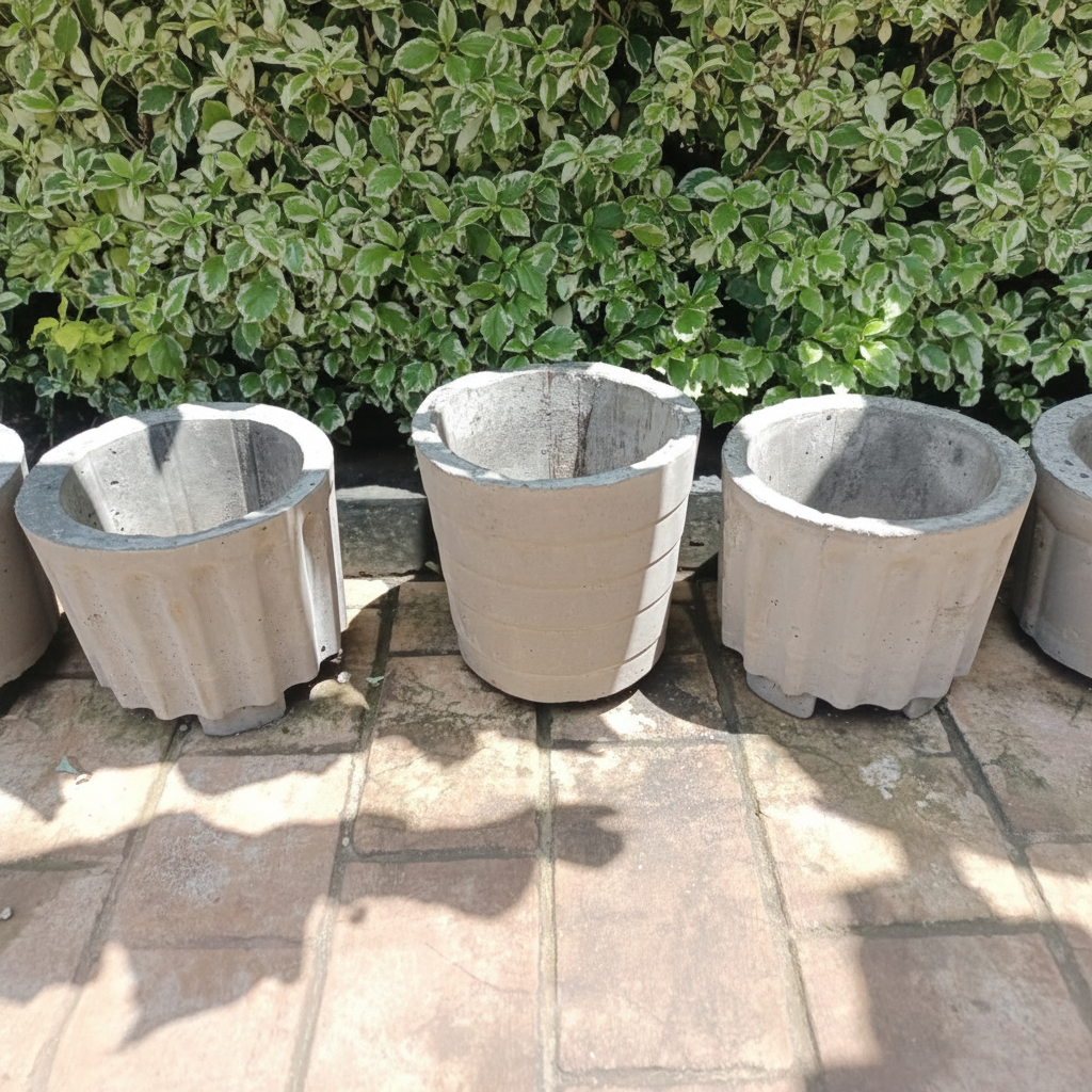 Ribbed Concrete Pots
