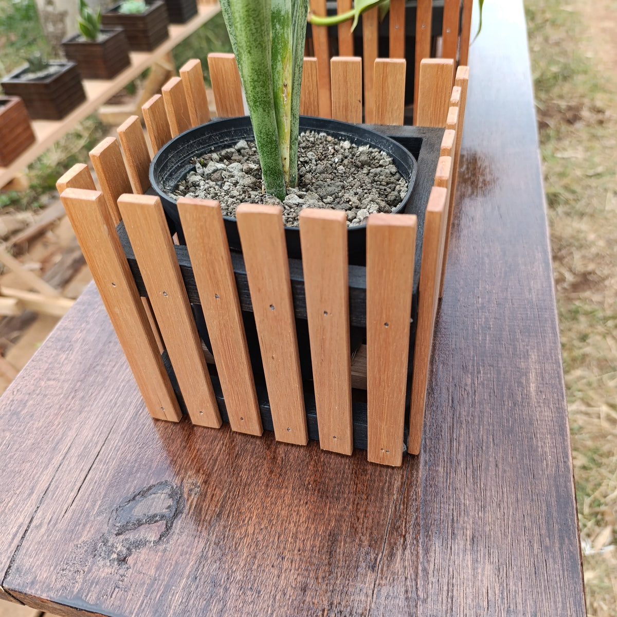 Square Wooden Planter Holder