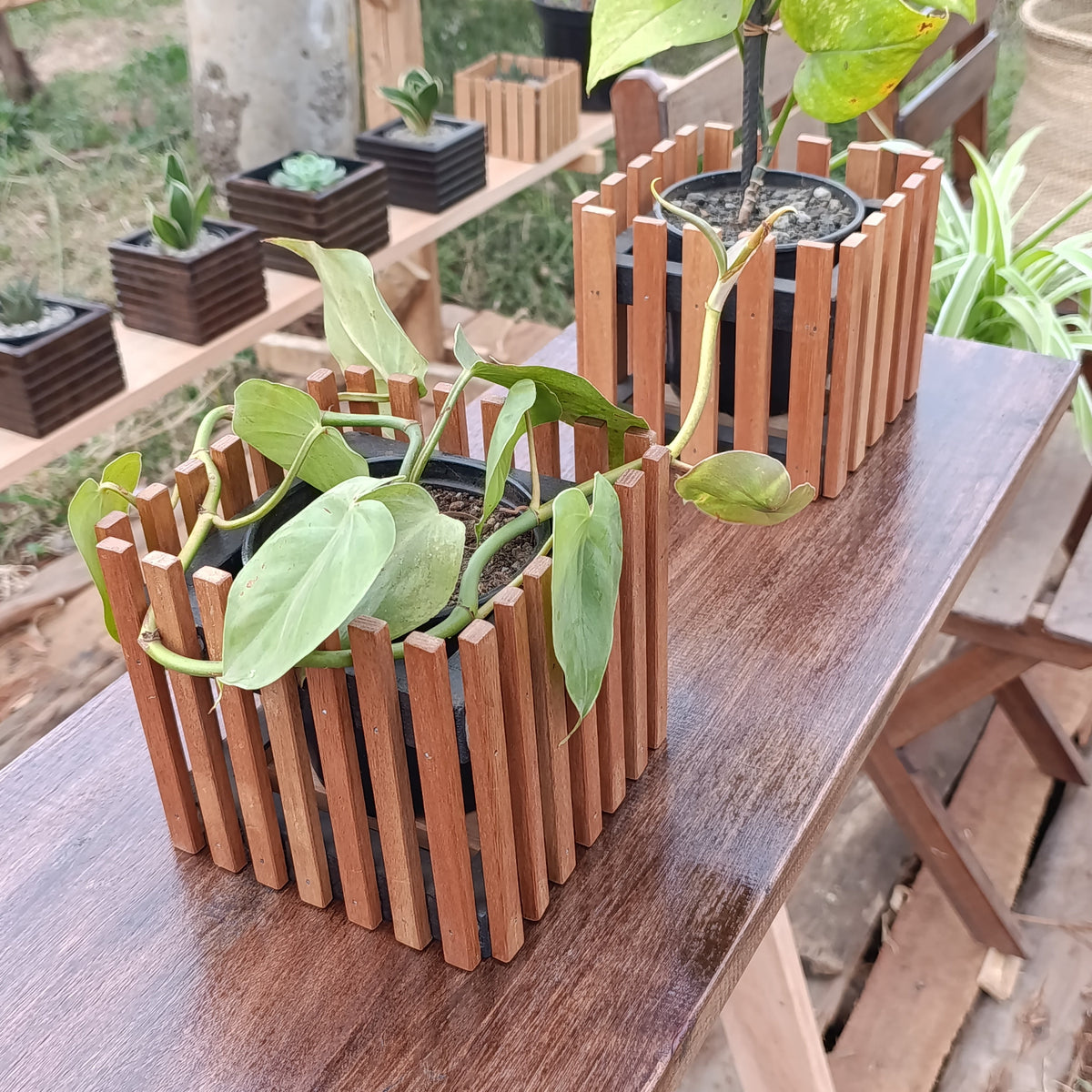 Square Wooden Planter Holder